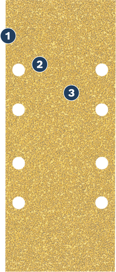 Bosch sandpaper sheet with multiple dust extraction holes.