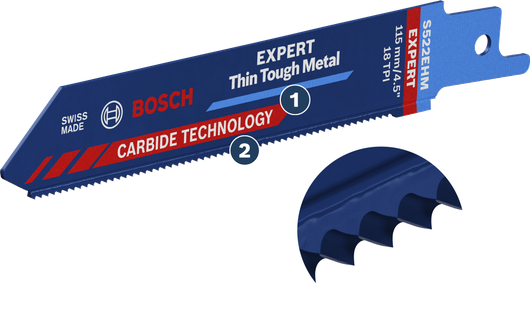 Bosch Expert Thin Tough Metal saw blade with carbide technology.
