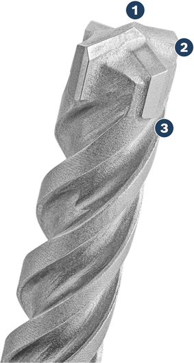 Bosch SDS plus-5X drill bit with multi-cutter tip.