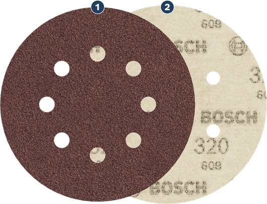 Bosch sanding discs with 6-hole pattern for fine finishing.