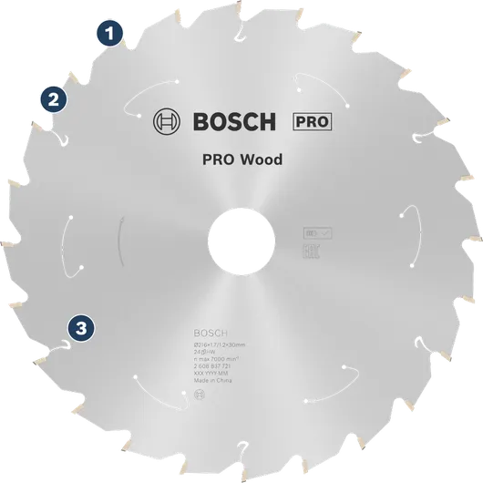 Bosch PRO Wood circular saw blade for wood cutting.