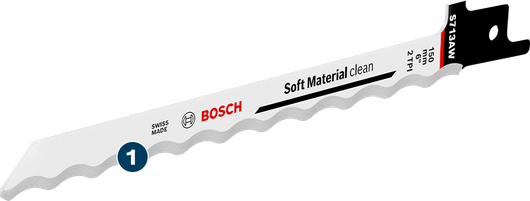 Bosch S713AW blade for clean soft material cutting.