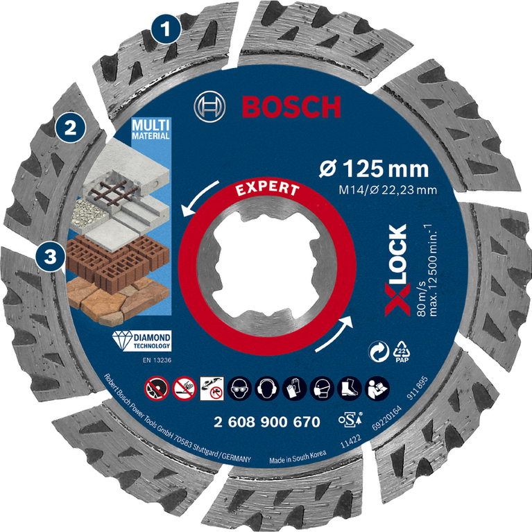 Bosch Expert X-Lock multi material diamond cutting disc.
