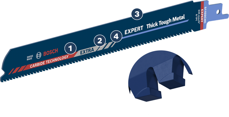 Bosch Expert reciprocating saw blade for thick tough metal.