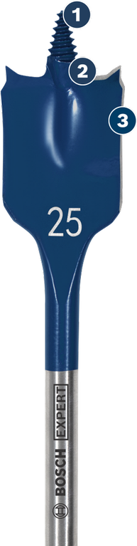 High Speed drilling in wood Bosch Expert SelfCut Speed spade drill bit, 25mm.
