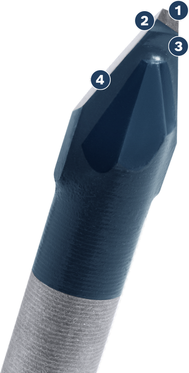 Bosch CYL-9 MultiConstruction drill bit tip.