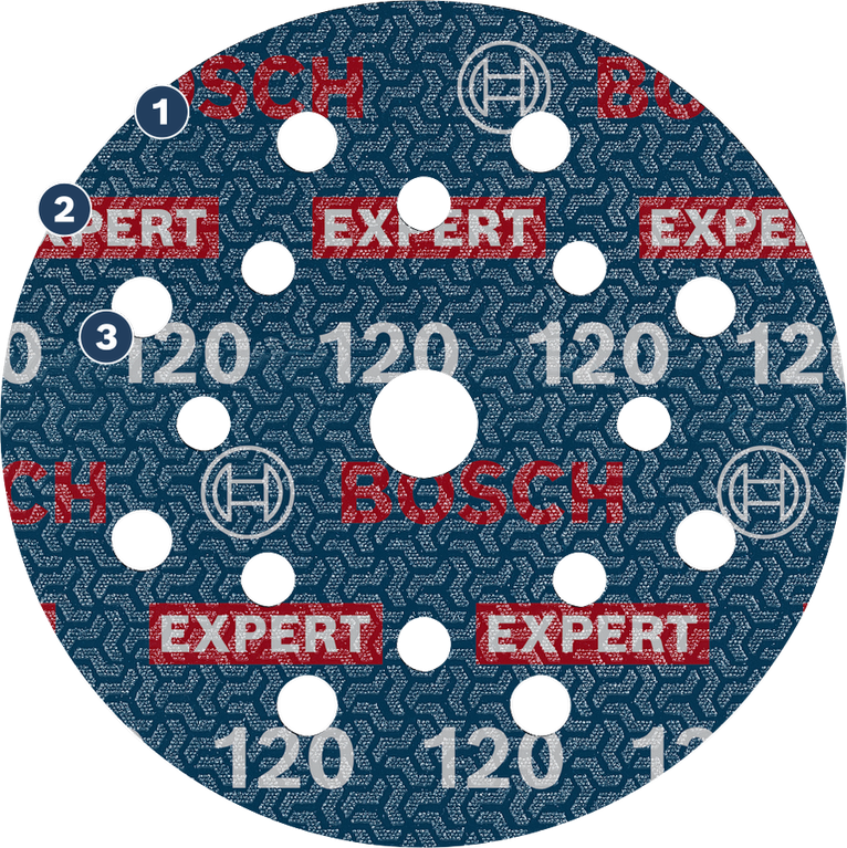 Long Life Sanding Various Materials Bosch Expert 120 grit sanding disc for orbital sanders.