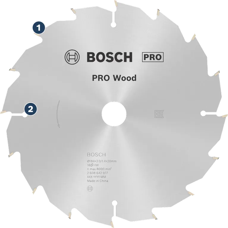Bosch PRO Wood circular saw blade for wood cutting.