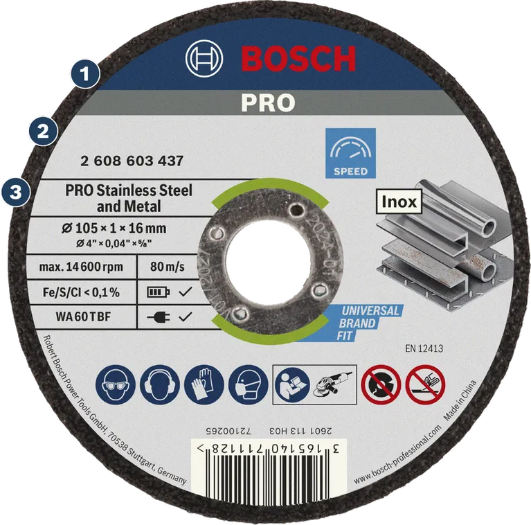 Bosch PRO stainless steel and metal cutting disc.