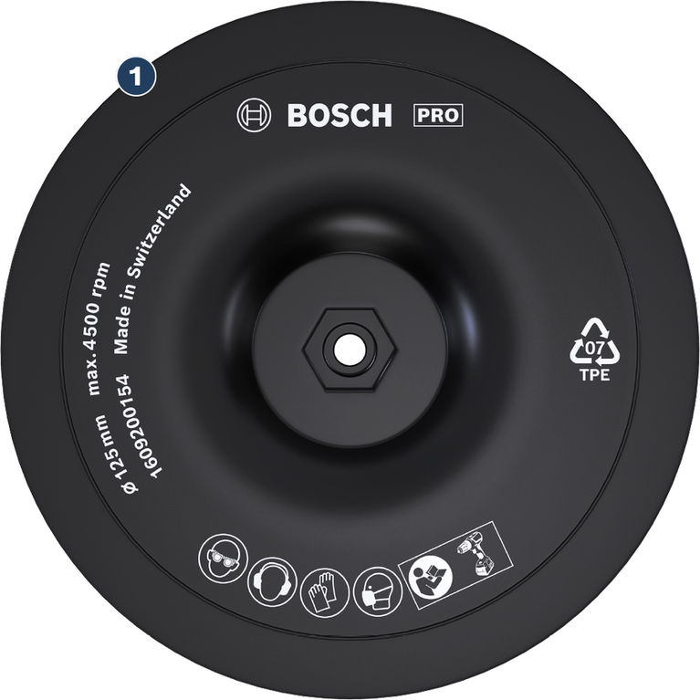 Bosch PRO Backing Pad 125 mm hook-and-loop accessory.
