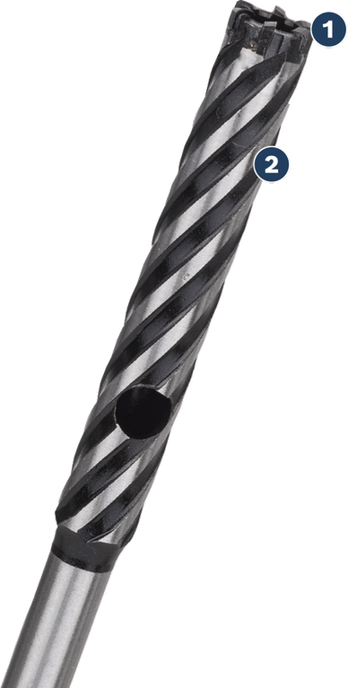 Bosch rotary hammer drill bit with spiral flute.