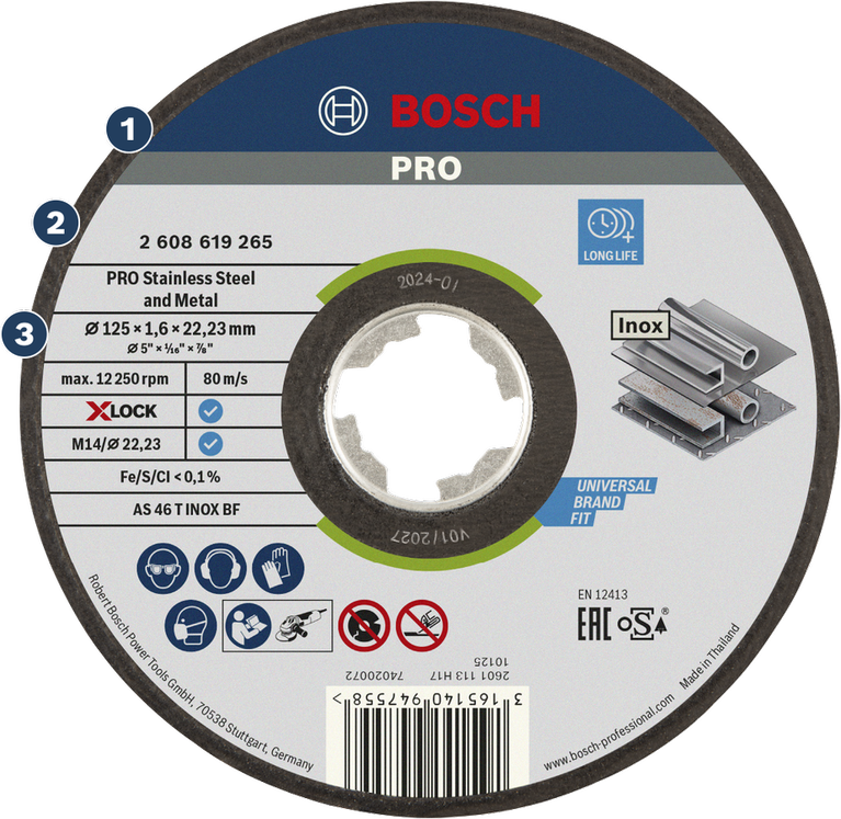 Bosch PRO stainless steel and metal cutting disc.