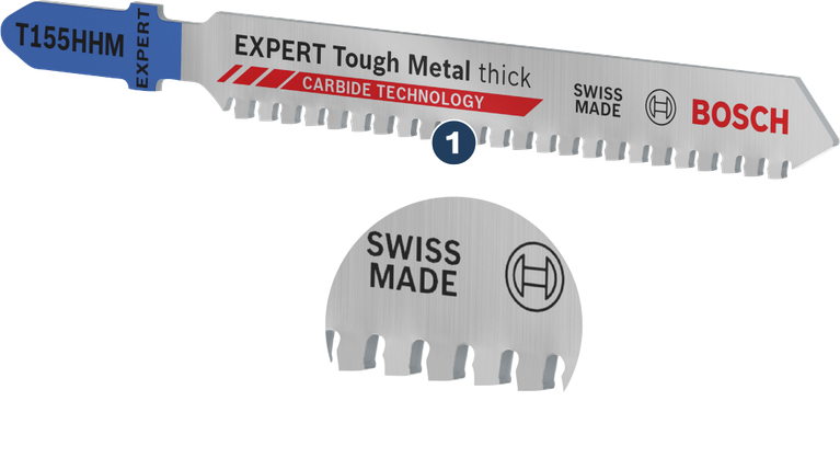 Bosch EXPERT Tough Metal thick T155HHM jigsaw blade, carbide teeth.