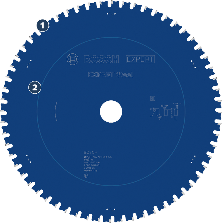 Bosch Expert Steel circular saw blade for cutting metal.