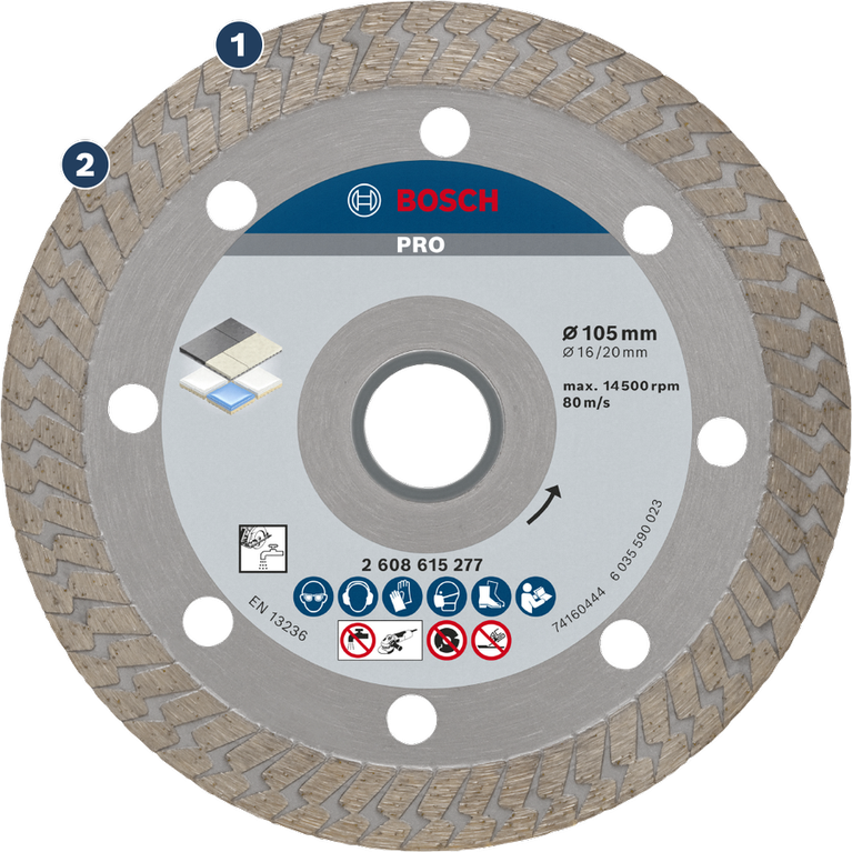 Bosch PRO Hard Ceramic Diamond Cutting Disc 105 mm.