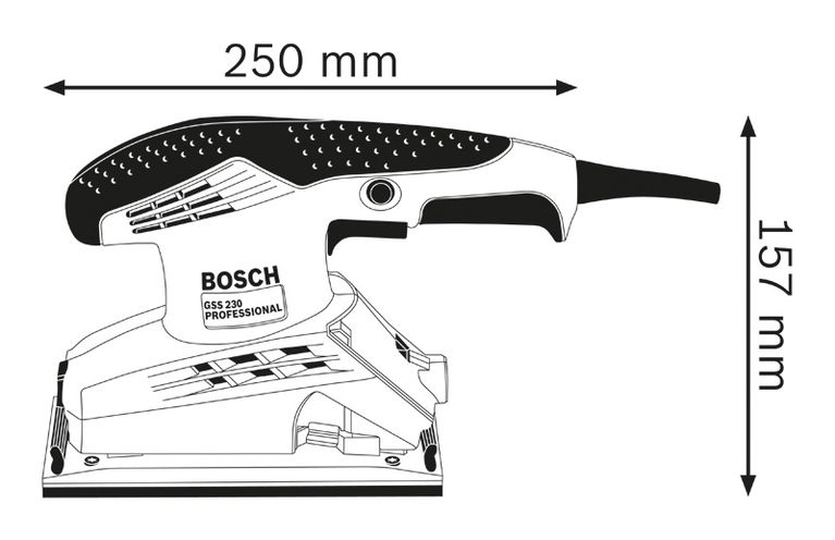 Orbital sander dimensions.