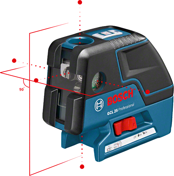 GCL 25 Bosch GCL 25 combi laser leveling tool with cross line and point projection.