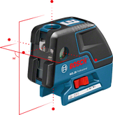 Bosch GCL 25 combi laser leveling tool with cross line and point projection.