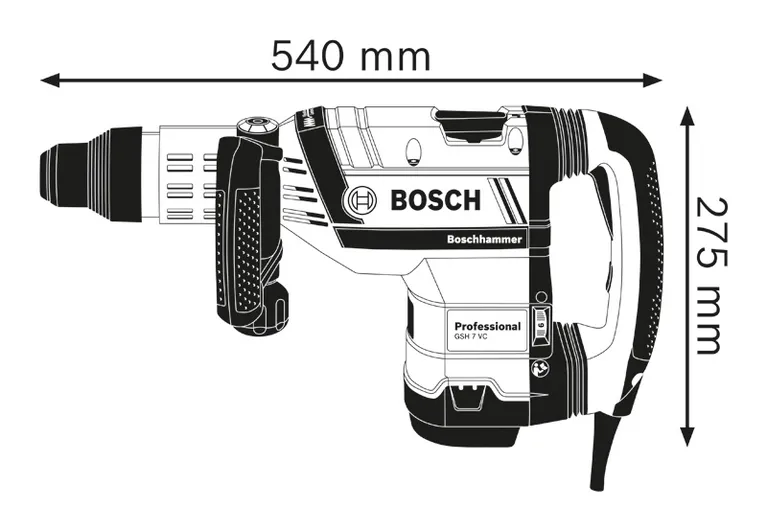 Demolition hammer dimensions.