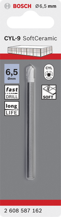 Tile drill bit CYL-9 Ceramic Bosch 6.5 mm CYL-9 ceramic tile drill bit.