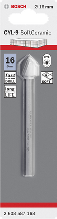 Tile drill bit CYL-9 Ceramic Bosch 16 mm CYL-9 ceramic tile drill bit.