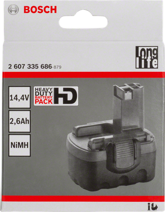 14.4 V pod-style battery pack Bosch 14.4V pod-style NiMH battery pack.