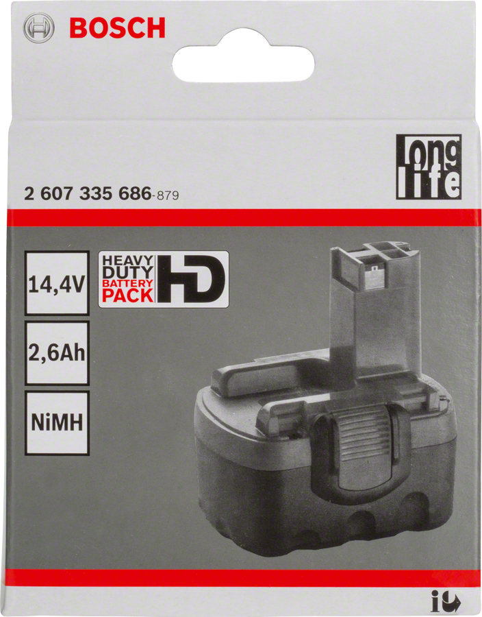 Bosch 14.4V NiMH battery pack for power tools.