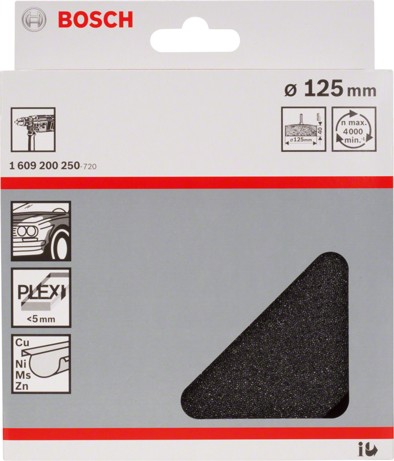 Bosch 125mm polishing sponge for metal and plastics.