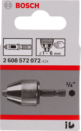 Bosch 1/4 inch hex keyless drill chuck for 1-6 mm bits.