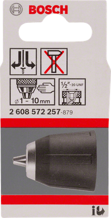 Keyless chucks up to 10 mm Bosch keyless chuck 1–10 mm.
