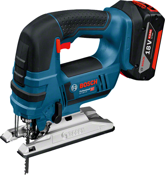 Bosch GST 18V-LI cordless jigsaw with ergonomic handle.