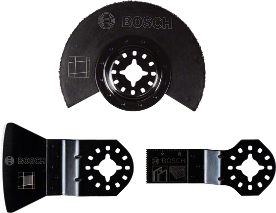 3-piece basic tile set Bosch PRO U multitool blades for cutting wood and metal.