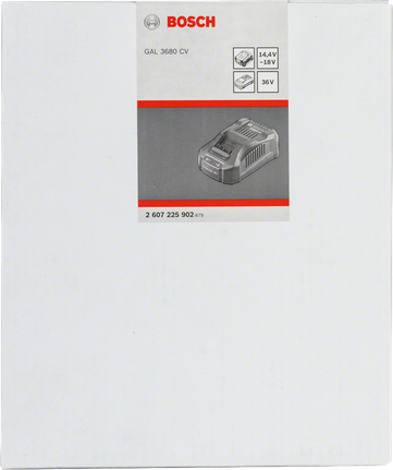 Bosch GAL 3680 CV multi-volt charger packaging.