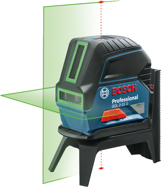 GCL 2-15 G Bosch GCL 2-15 G laser leveling tool with green beams.