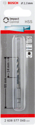 Bosch HSS hex-shank twist drill bit 2.0mm.