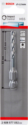 Bosch HSS hex-shank 4.0mm twist drill bit.