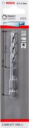 Bosch HSS hex-shank twist drill bit 5.0mm.