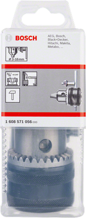 Keyed chucks up to 16 mm Bosch keyed drill chuck for 3-16mm drill bits.