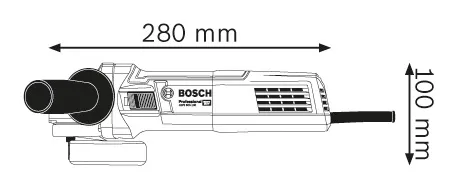 Angle grinder dimensions.