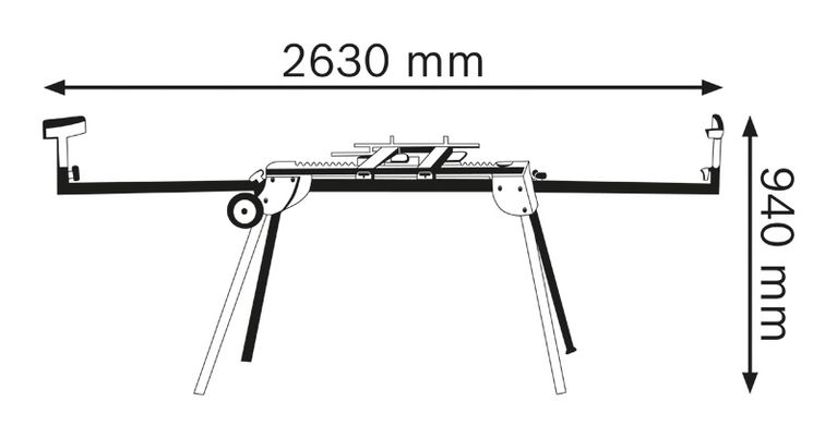 Workbench dimensions diagram.