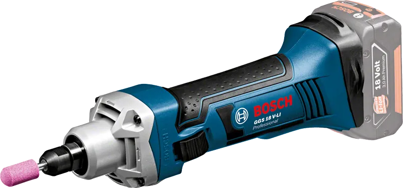 Bosch GGS 18 V-LI cordless straight grinder, 18V battery.