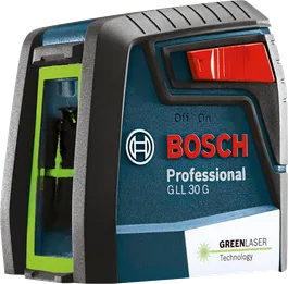 Bosch GLL 30 G laser leveling tool with green laser.