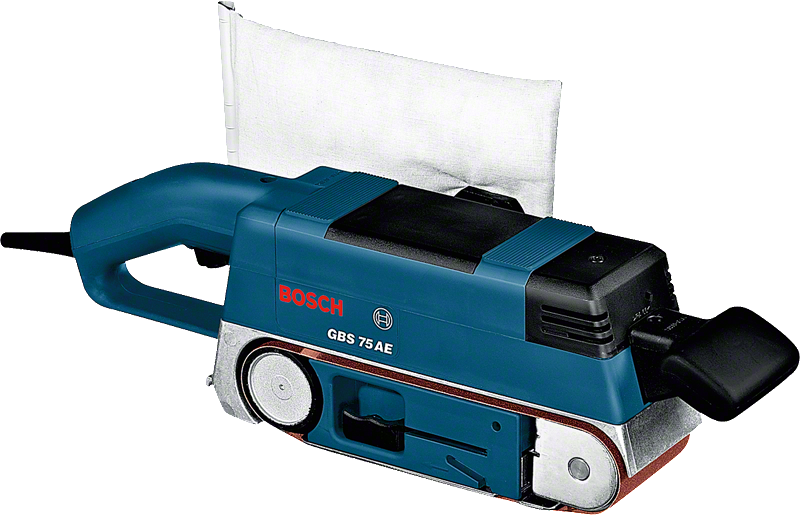 Bosch GBS 75 AE belt sander with dust bag.