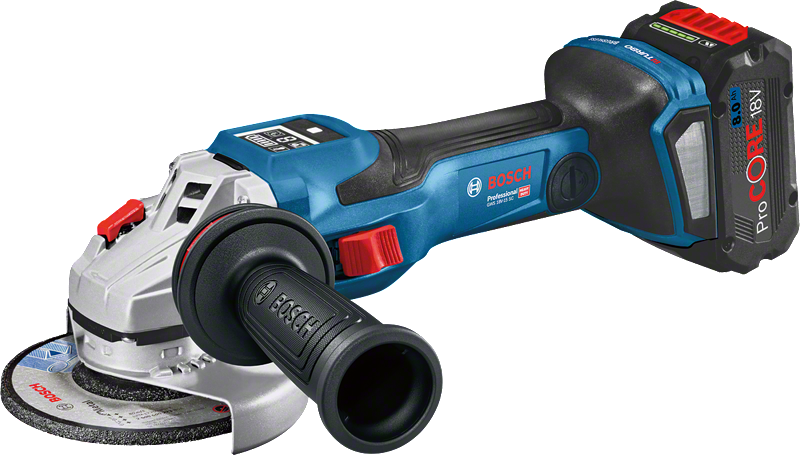 Bosch GWS 18V-15 SC cordless angle grinder.