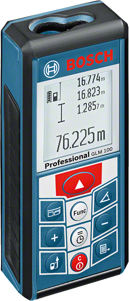 Bosch GLM 100 laser measure with digital display.