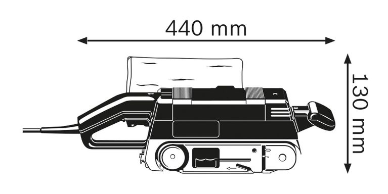 Belt sander dimensions.