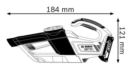 Cordless vacuum cleaner dimensions.