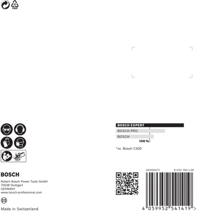 EXPERT C470 Sandpaper with 8 holes for Random Orbital Sanders 125 mm, G 40 5-pc Bosch EXPERT C470 125 mm sandpaper 5-pack.