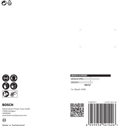EXPERT C470 Sandpaper with 8 holes for Random Orbital Sanders 125 mm, G 60 5-pc Bosch EXPERT C470 sandpaper 125 mm 60 grit.