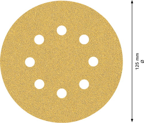 EXPERT C470 Sandpaper with 8 holes for Random Orbital Sanders 125 mm, G 60 5-pc Bosch EXPERT C470 sandpaper disc 125mm 8 holes G60.